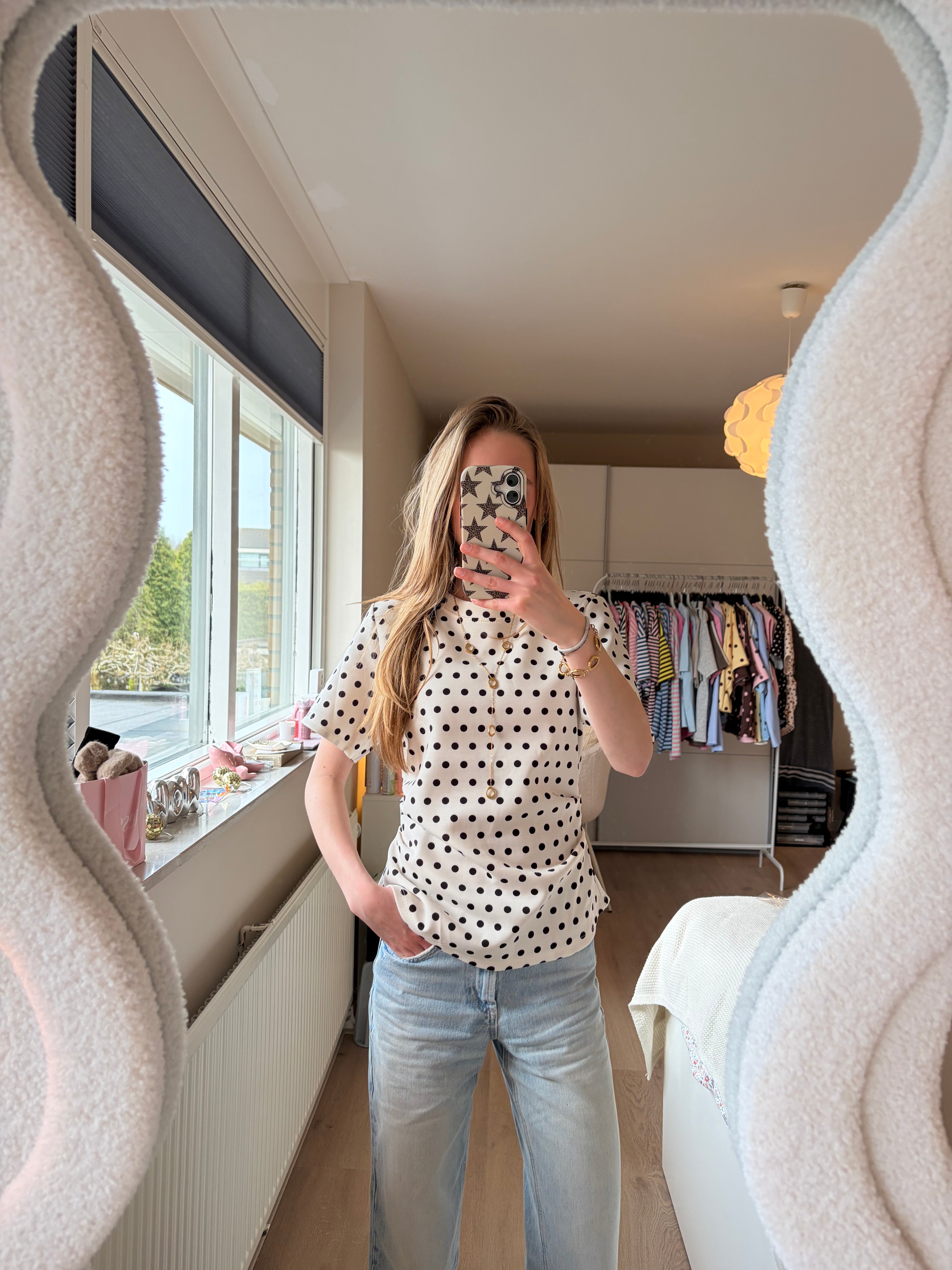 Fenne Dots Top - Wit/zwart