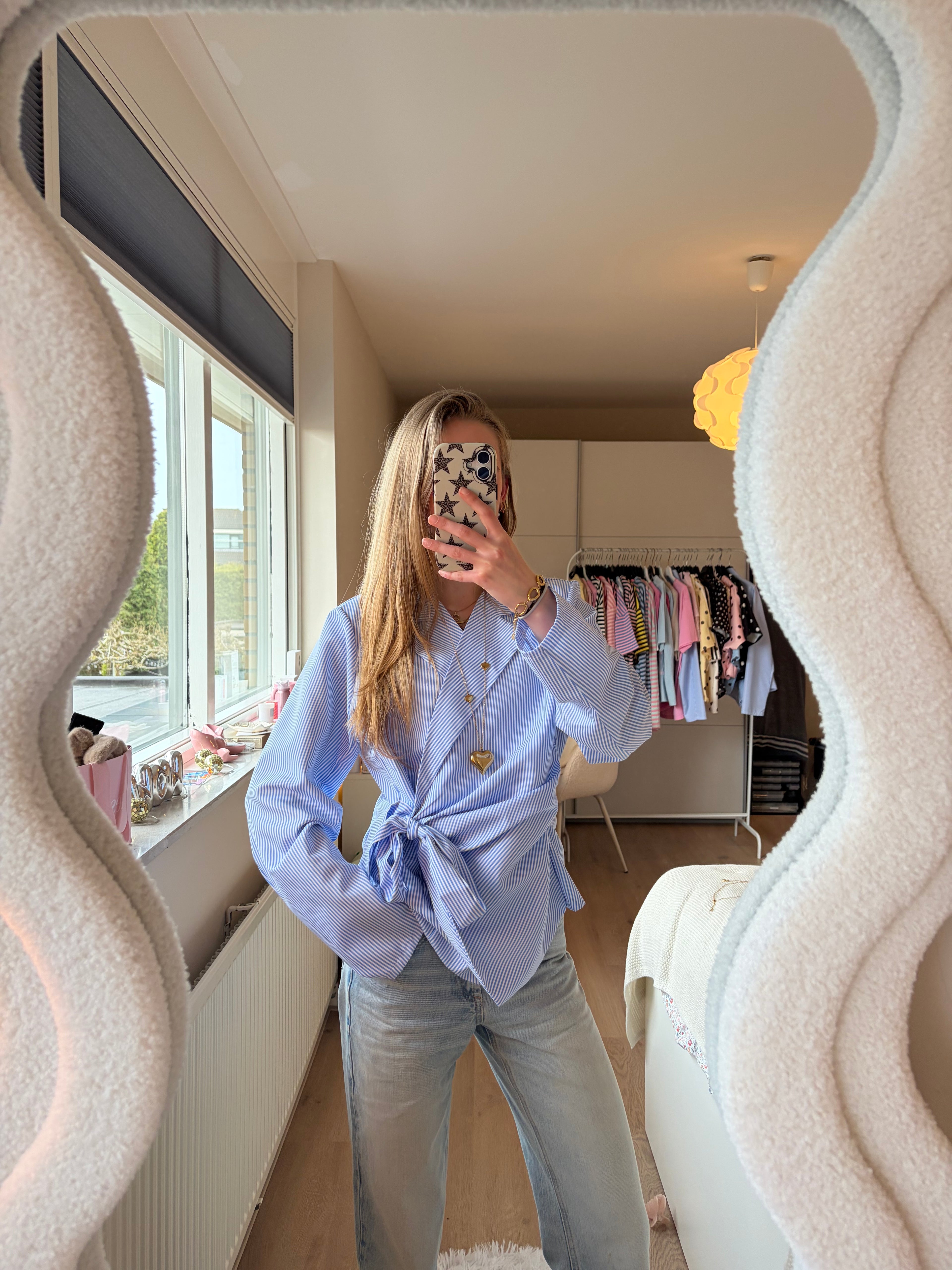 Eline Wikkel Blouse - Blauw/wit