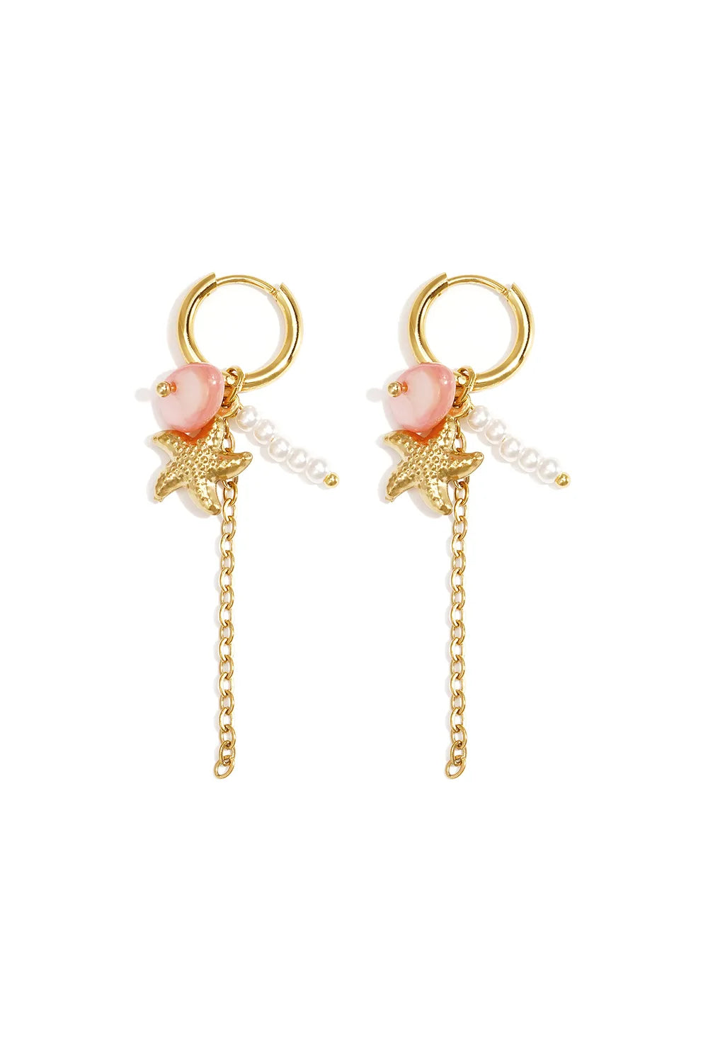 Zeester Oorbellen Roze - Goud