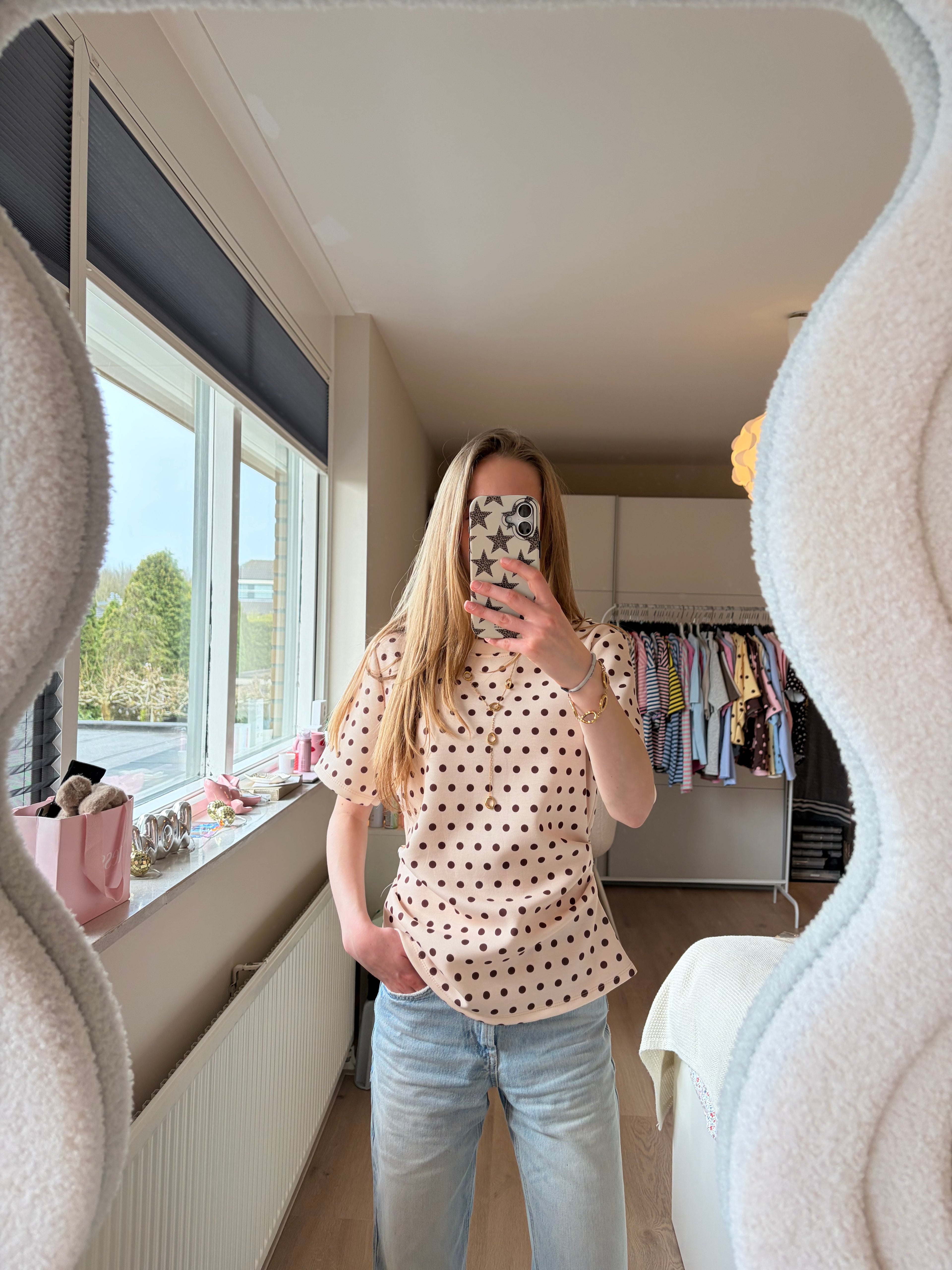 Fenne Dots Top - Beige/bruin