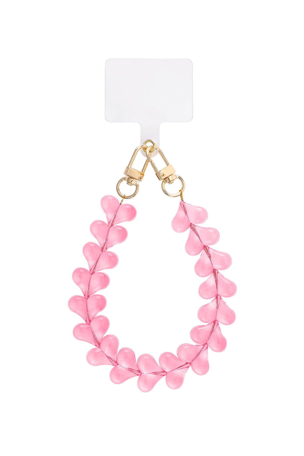 Phone Cord Hearts Clear - Roze