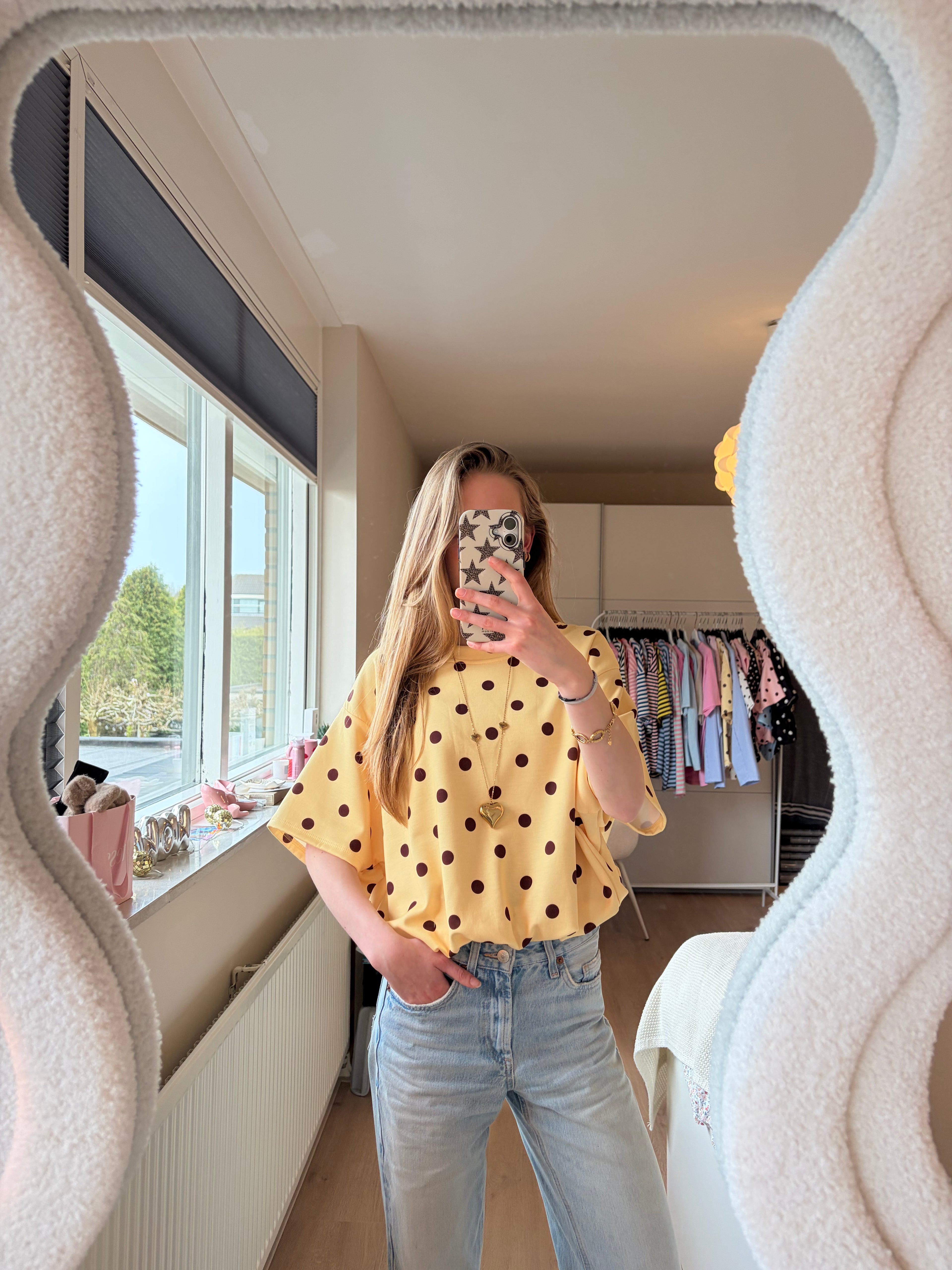 Lois Dots Top - Geel/bruin
