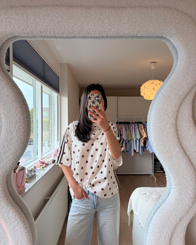 Full Dots Sweatshirt - Wit/bruin
