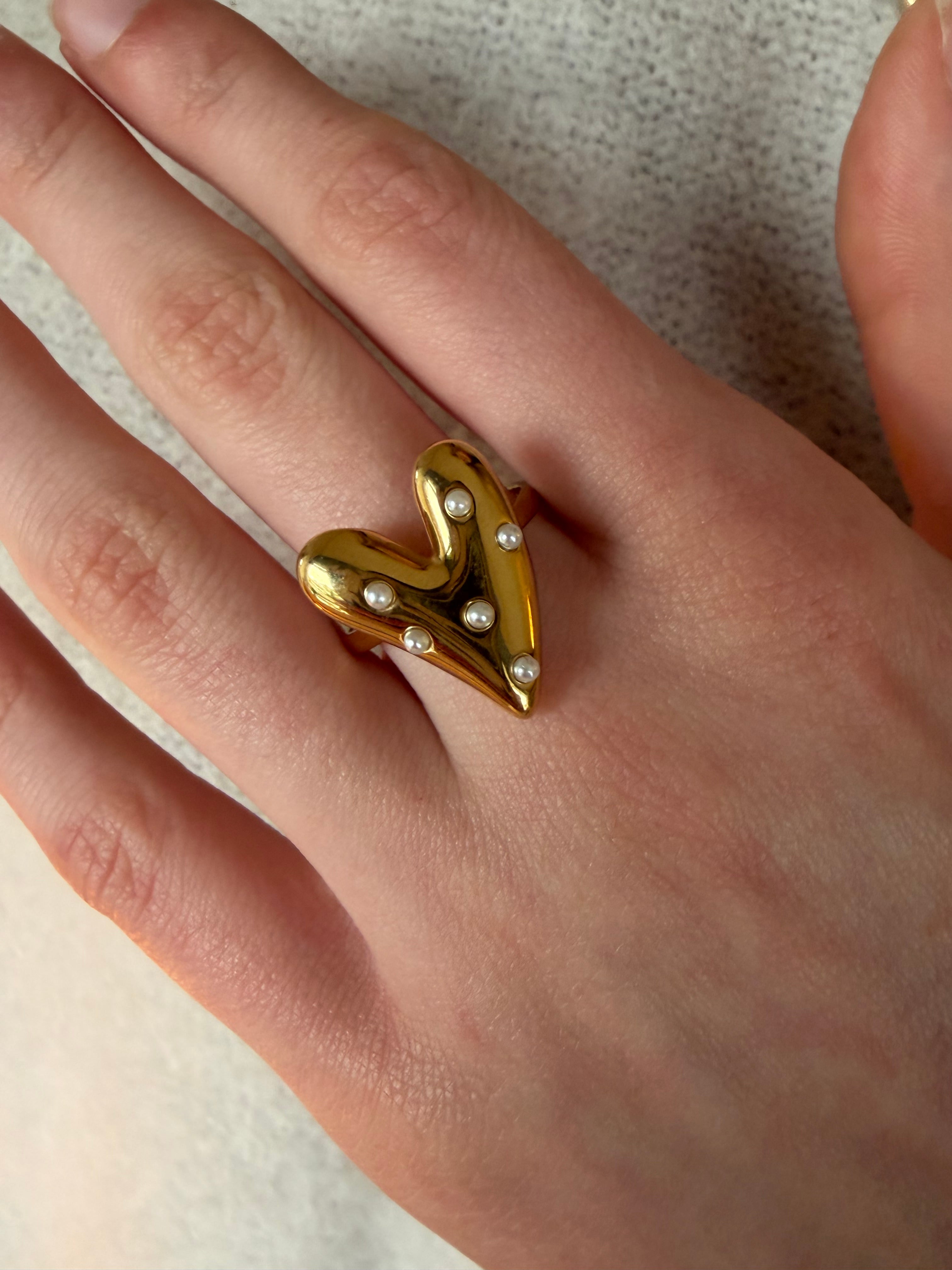 Parel Heart - Ring Groot