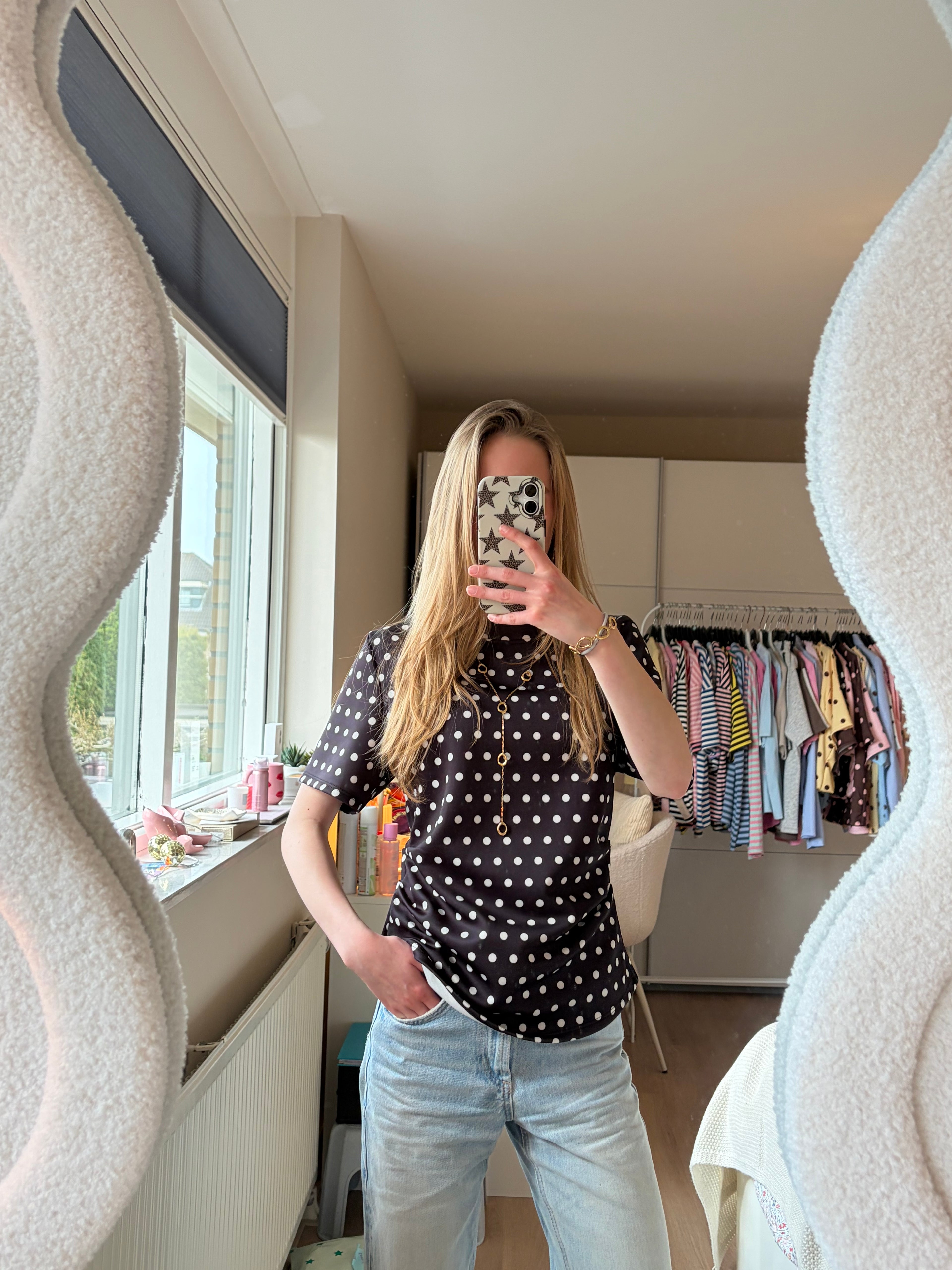 Fenne Dots Top - Zwart/wit