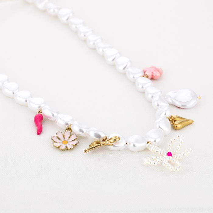 Pearls Ketting Flower - Goud