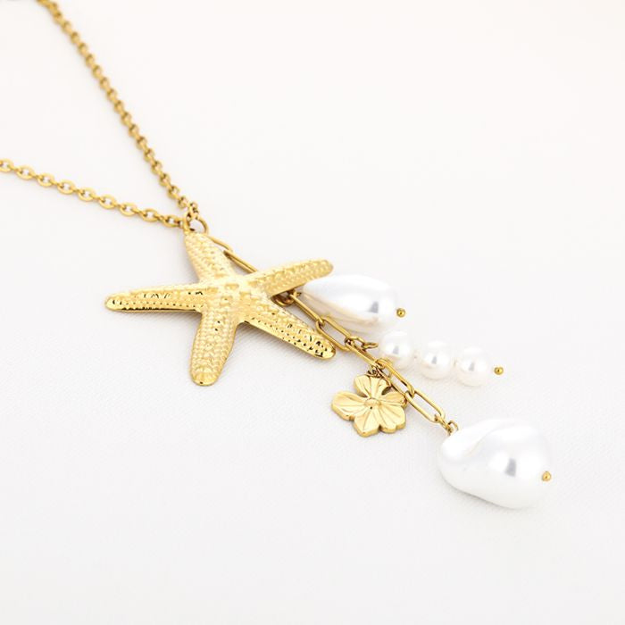 Pearl Starfish Ketting - Goud