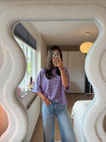 Striped Glitter Shirt - Cobalt/roze