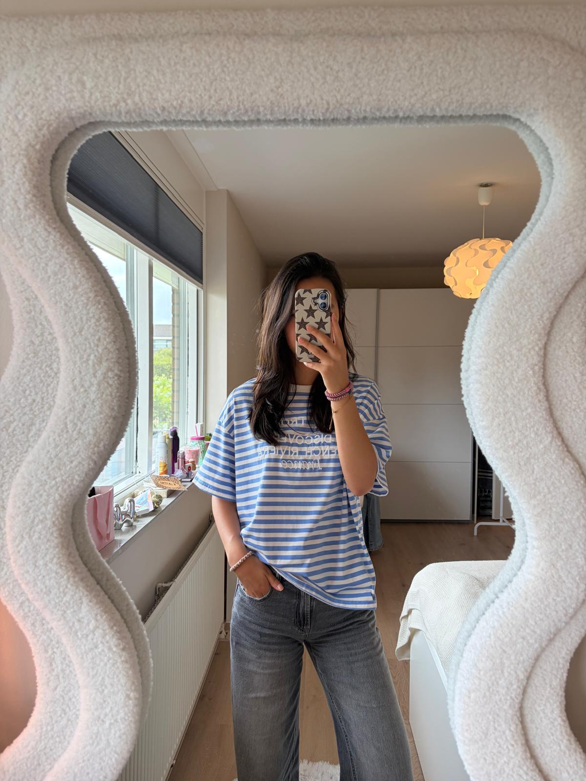 Striped Saint Tropez Shirt - Lichtblauw/Wit