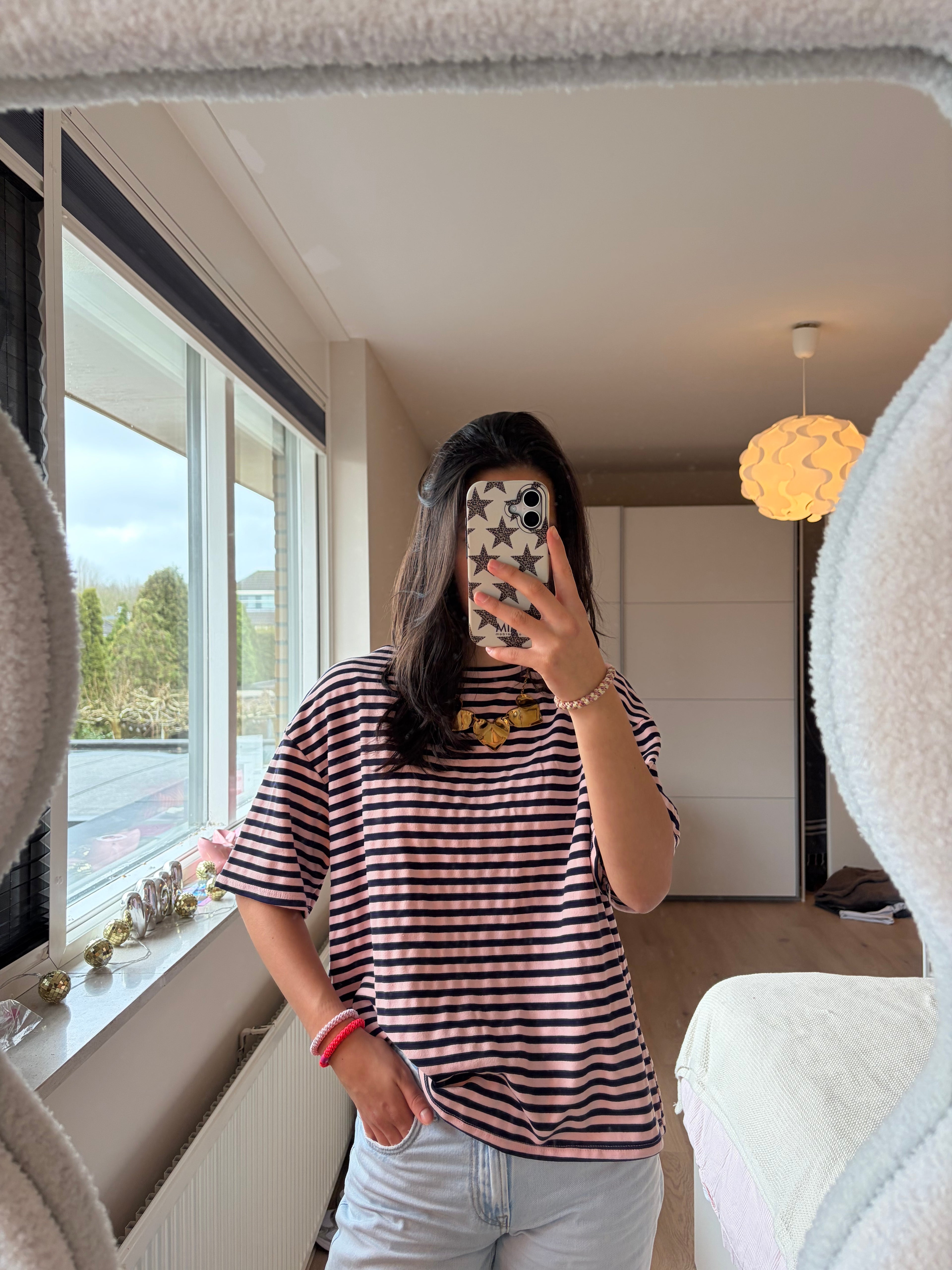 Gestreepte Shortsleeve - Navy/zalm