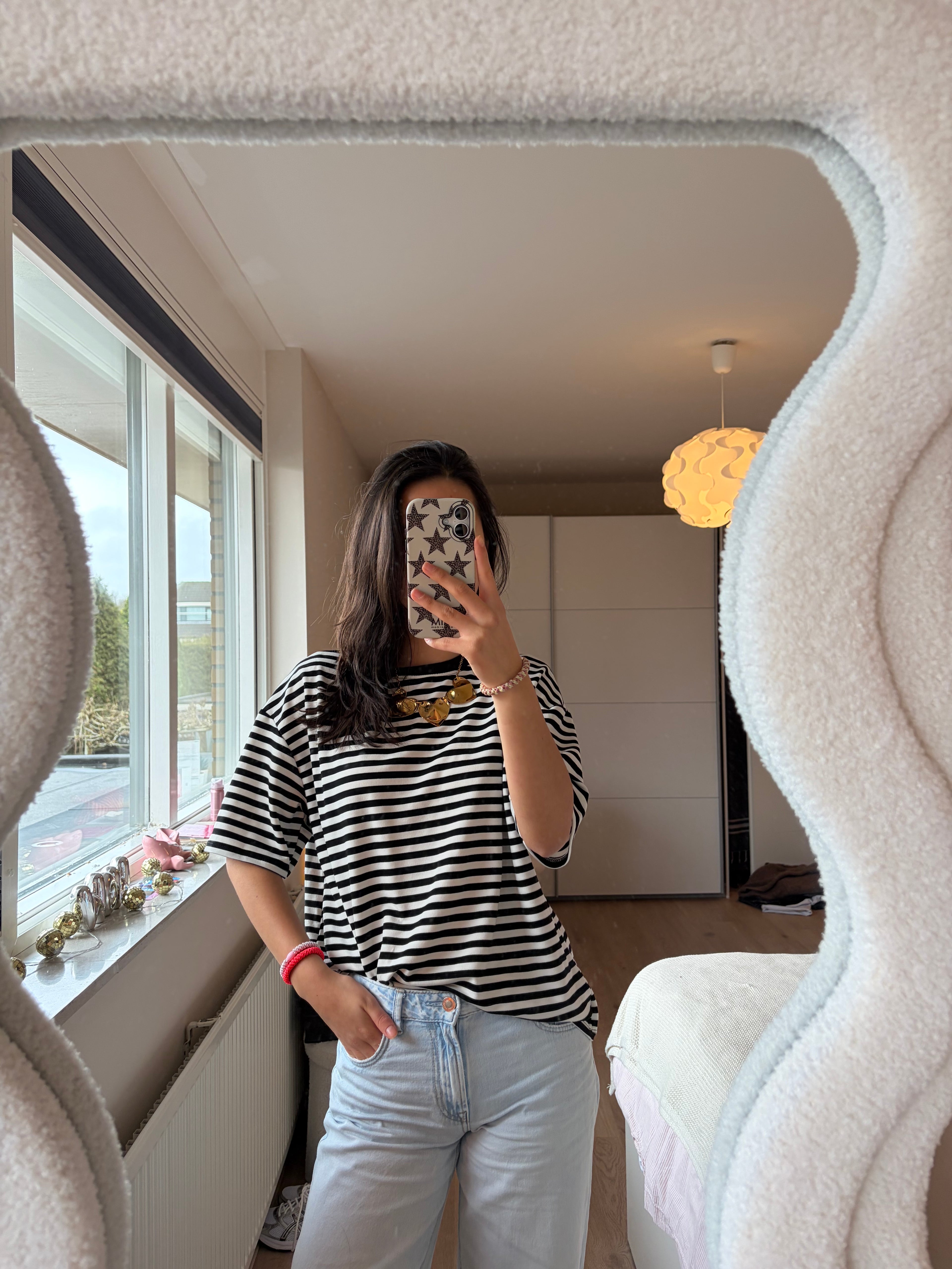 Gestreepte Shortsleeve - Zwart/wit