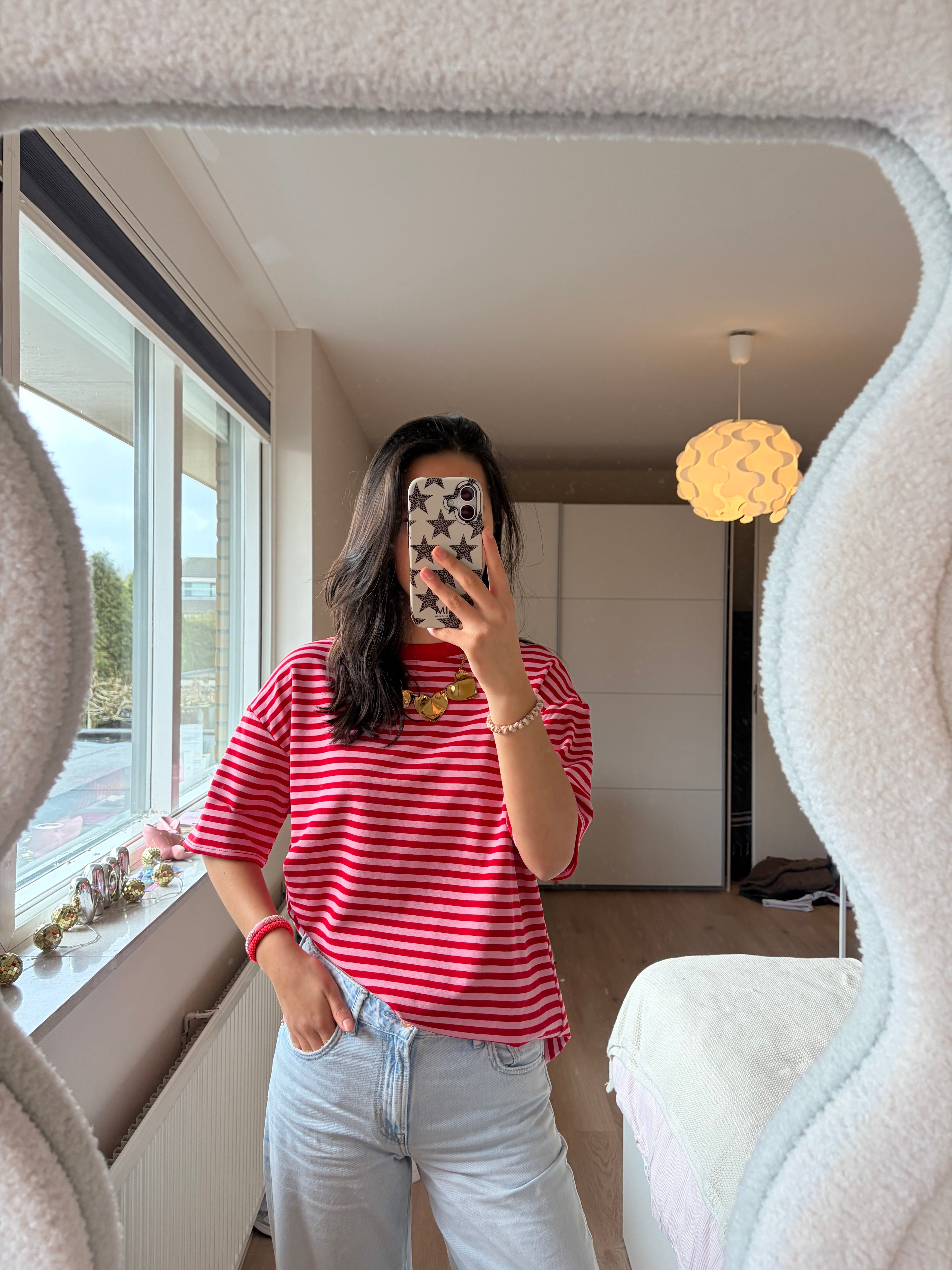 Gestreepte Shortsleeve - Rood/roze