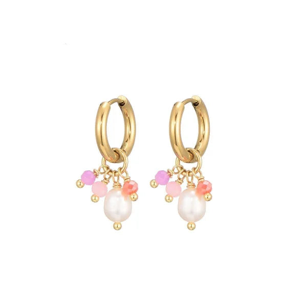Pink Pearl Oorbellen - Goud