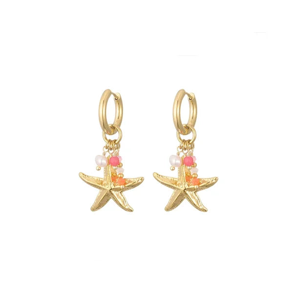 Starfish Pink Oorbellen - Goud